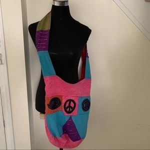 Vintage 100%Cotton India Made Hobo Cross Body Bag